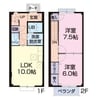 ｔｅｒｒａｃｅ　ｐａｄｄｙⅡ 2LDKの間取り