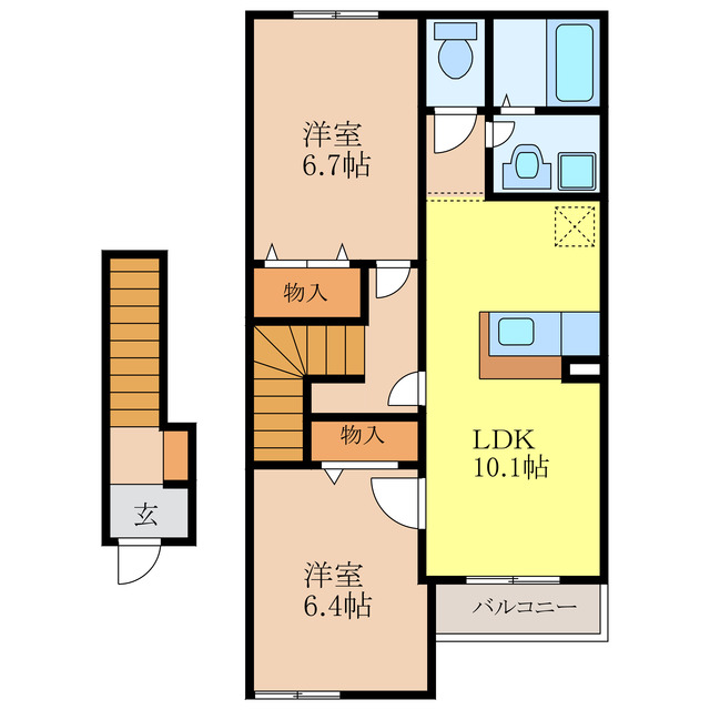 グランシャリオ大原Ⅱ 2LDKの間取り