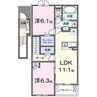 プレミール　B 2LDKの間取り