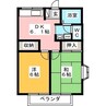 ハイコーポ釜戸 2DKの間取り