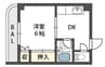プルシャン桜井 1DKの間取り