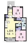 グラース・アンジュ 2LDKの間取り