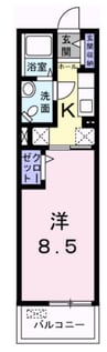 アクロポリスⅤ 1Kの間取り