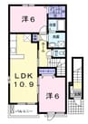 グランチャレットⅡ 2LDKの間取り