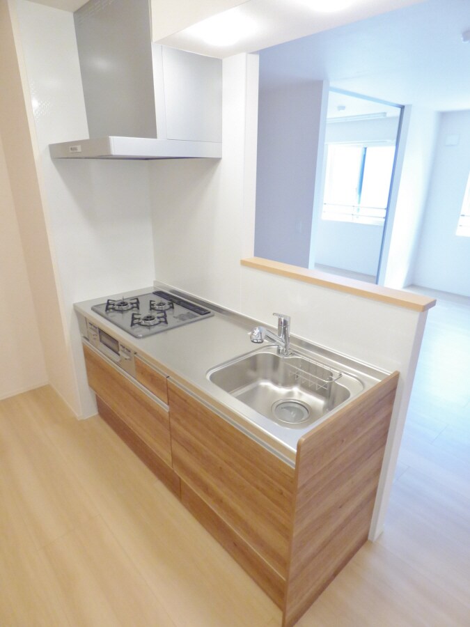 ３口ガスシステムキッチン ブル・マリーノ衣掛